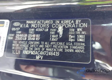 2017 Kia Sportage Lx из США, поврежденный, VIN KNDPM3AC4H7246419